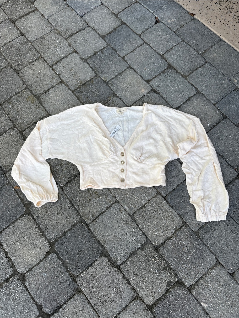 Madewell Coleman Cream Button Front Women's Crop Top